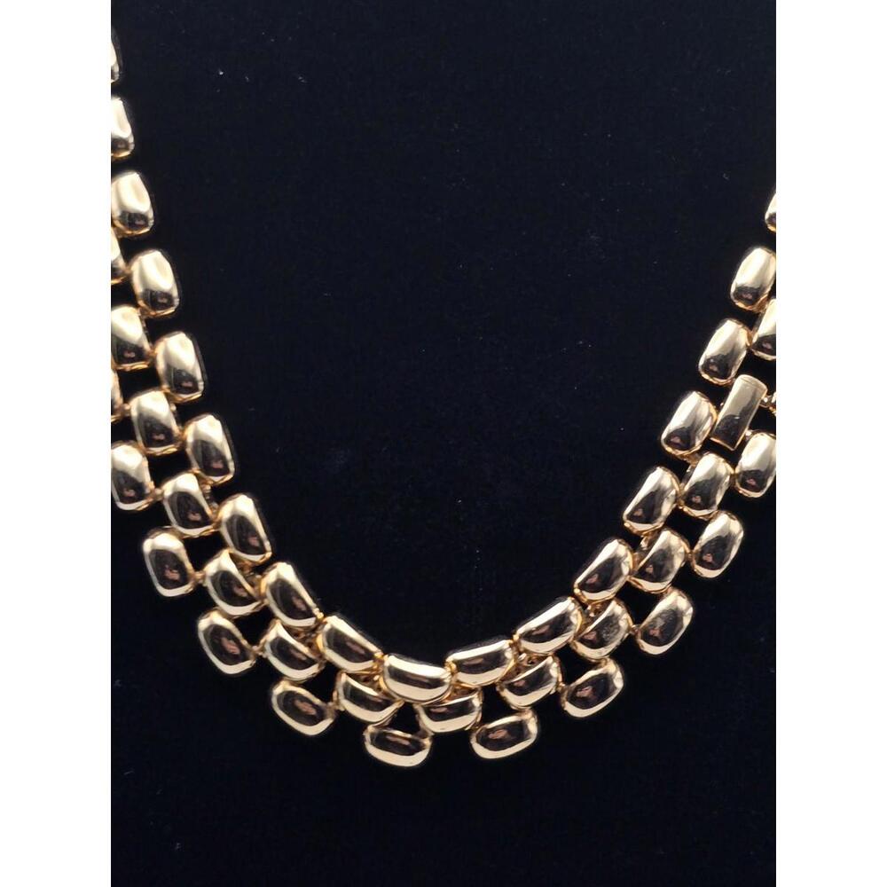 Vintage Erwin Pearl Chunky Choker Chain Necklace Gold Tone - Picture 2 of 7